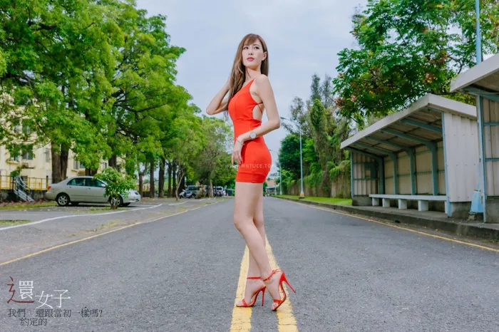 [Mzsock] NO.047 Abby red dress short skirt high heels beautiful legs outdoor shot street photography#[106P]-100