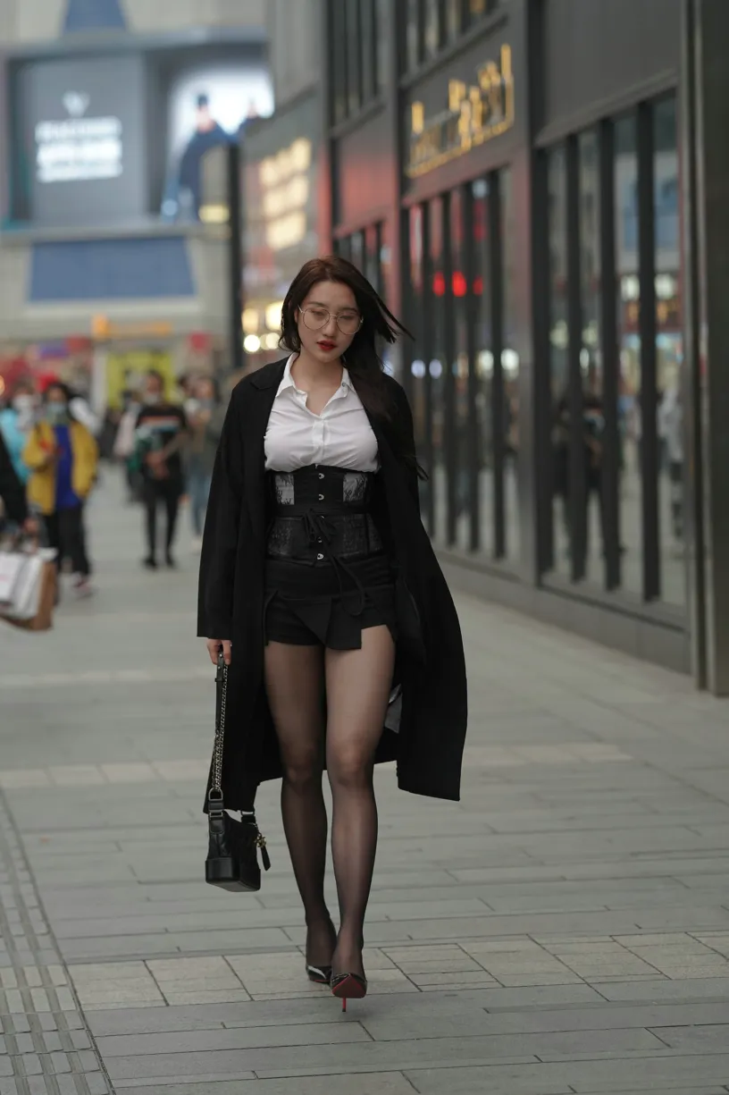 [Mzsock] NO.160 Long legs in black stockings street photography#[105P]-30