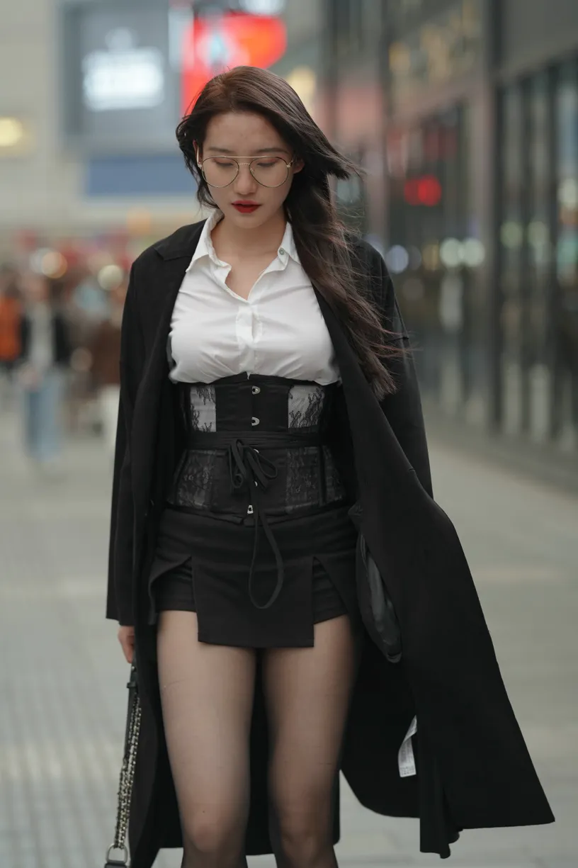 [Mzsock] NO.160 Long legs in black stockings street photography#[105P]-49